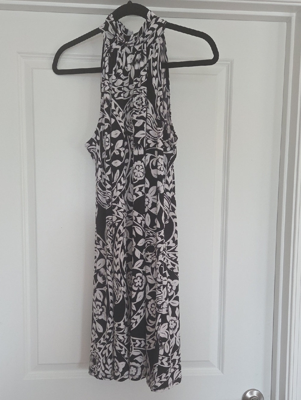 MSK Black and White Halter Floral Dress